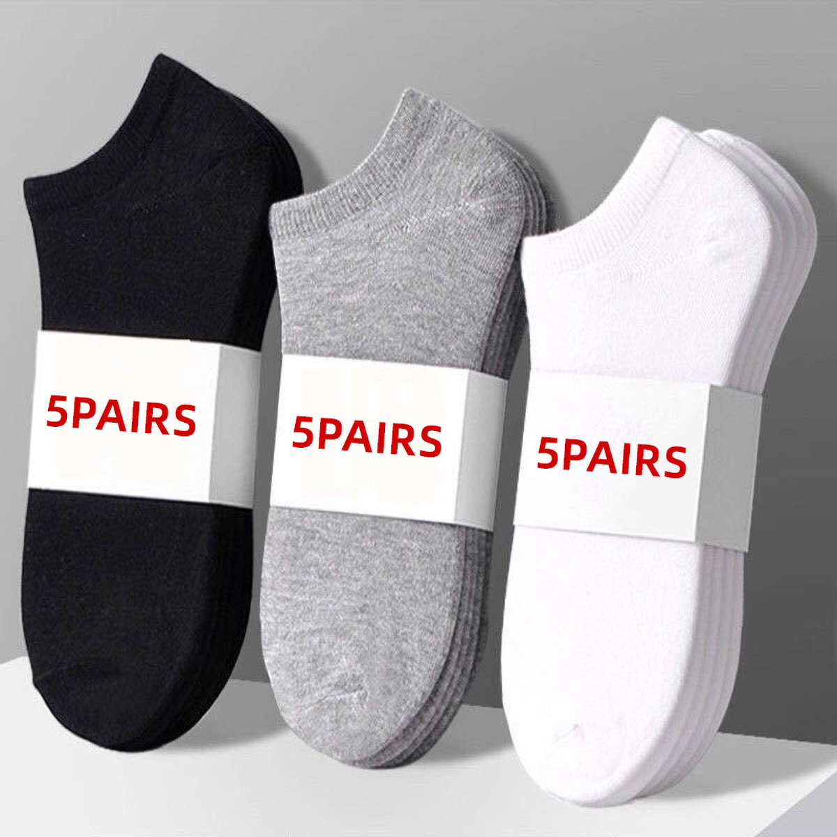 No Show Sock Women - 5 Pairs Unisex Casual Plain Color