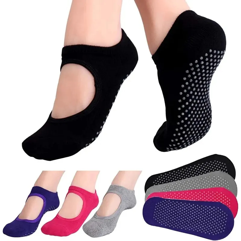 No Show Sock Women - Backless Non-slip Fitness Yoga Socks Cotton
