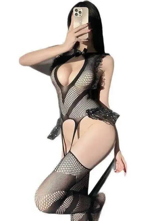 Sexy Lace Trim Fishing Net Bod - Fishnet Stocking Women ulasan dan harga