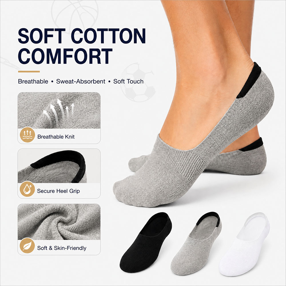 6 Pairs Unisex Cotton No Show  - Invisibility Sock Loafer ulasan dan harga