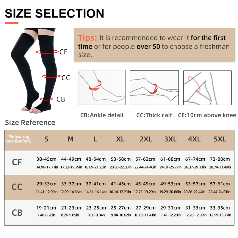1Pair Thigh High Open Toe Medi - Compression Sock Medical ulasan dan harga