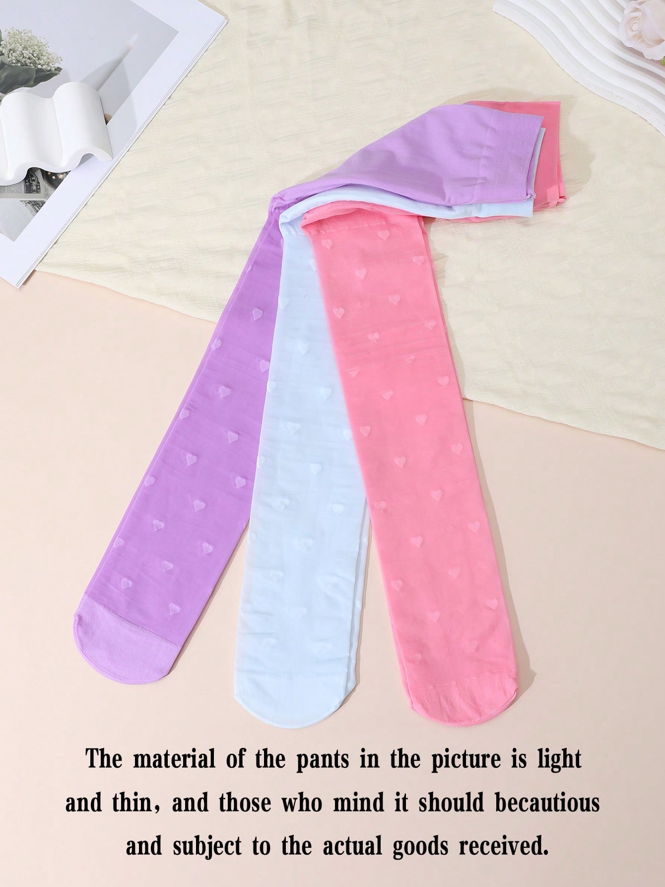 3Pcs Girls Heart Print Tights  - Tights Pantyhose Sheer ulasan dan harga