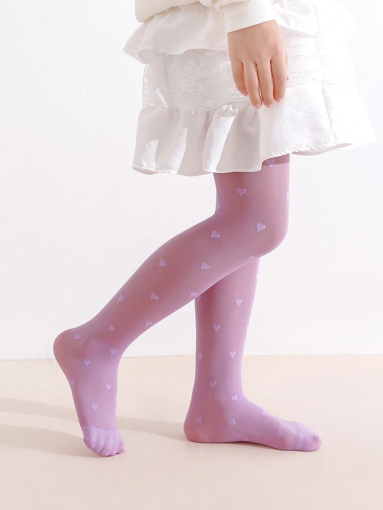 3Pcs Girls Heart Print Tights  - Tights Pantyhose Sheer ulasan dan harga