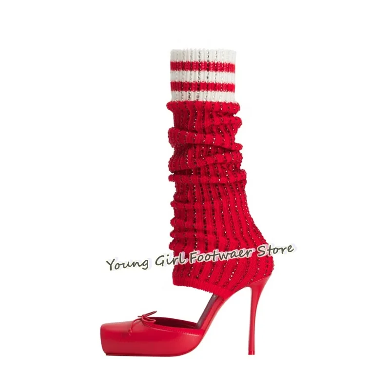 Shoe Cut Stiletto Heels Red Ba - Knee High Sock Women ulasan dan harga