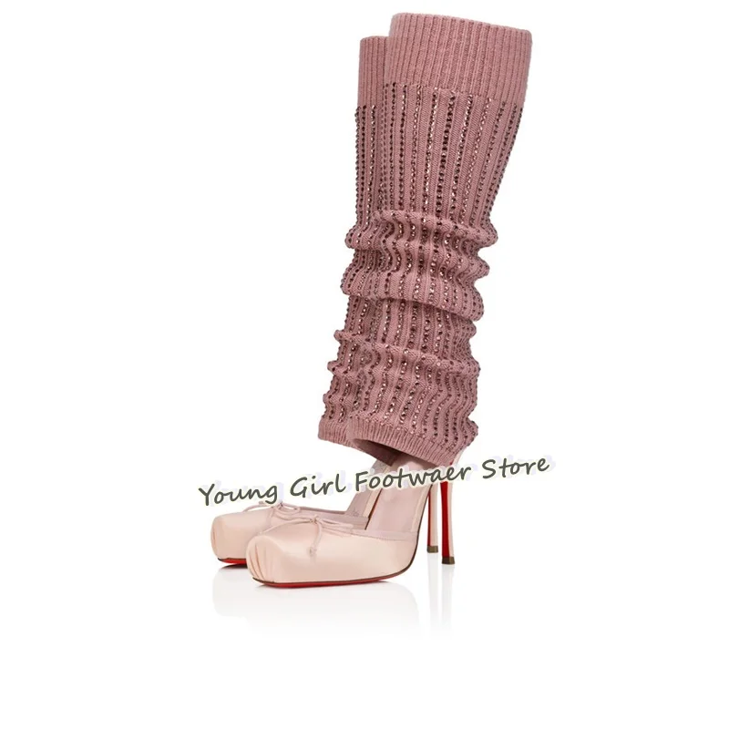 Shoe Cut Stiletto Heels Red Ba - Knee High Sock Women ulasan dan harga