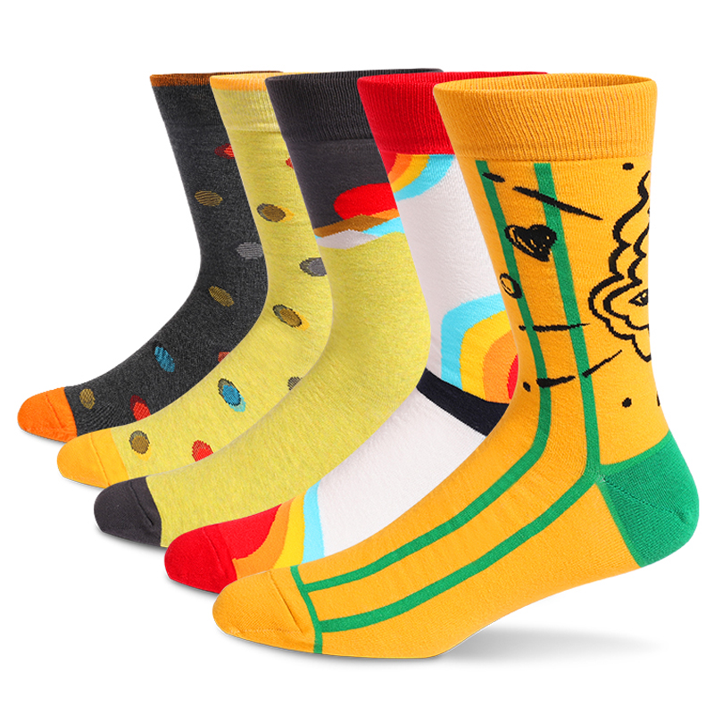 5Pairs Mens Fun Dress Socks, P - Cotton Crew Sock Pack ulasan dan harga