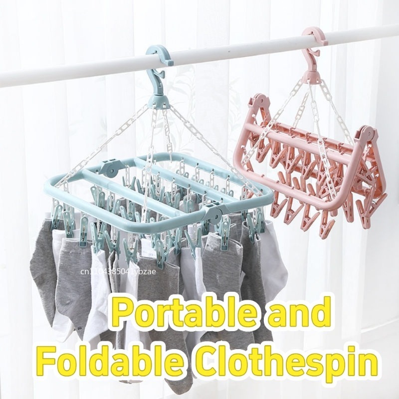 32 Clips Folding Clothes Dryer - Sock Organizer Tray ulasan dan harga