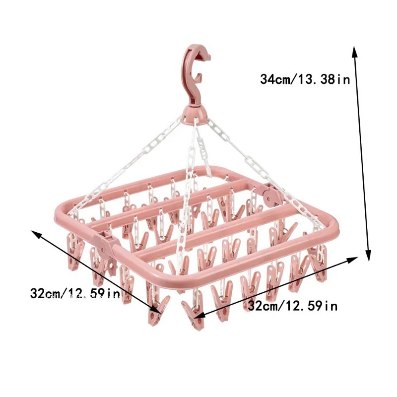32 Clips Folding Clothes Dryer - Sock Organizer Tray ulasan dan harga