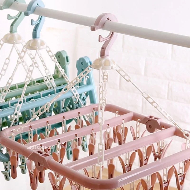 32 Clips Folding Clothes Dryer - Sock Organizer Tray ulasan dan harga