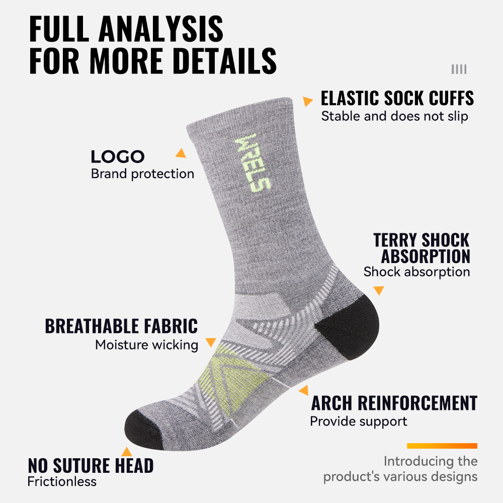 WRELS 1/2/3 Pairs Merino Wool  - Wool Hiking Sock ulasan dan harga