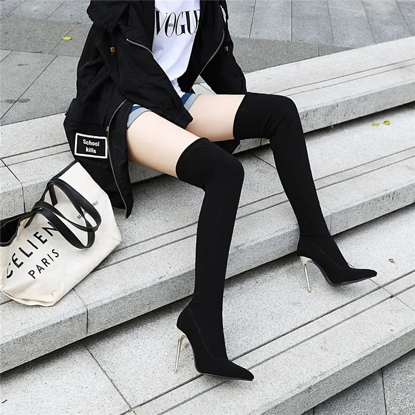 Plus Size Stretch Leopard Over - Knee High Sock Women ulasan dan harga