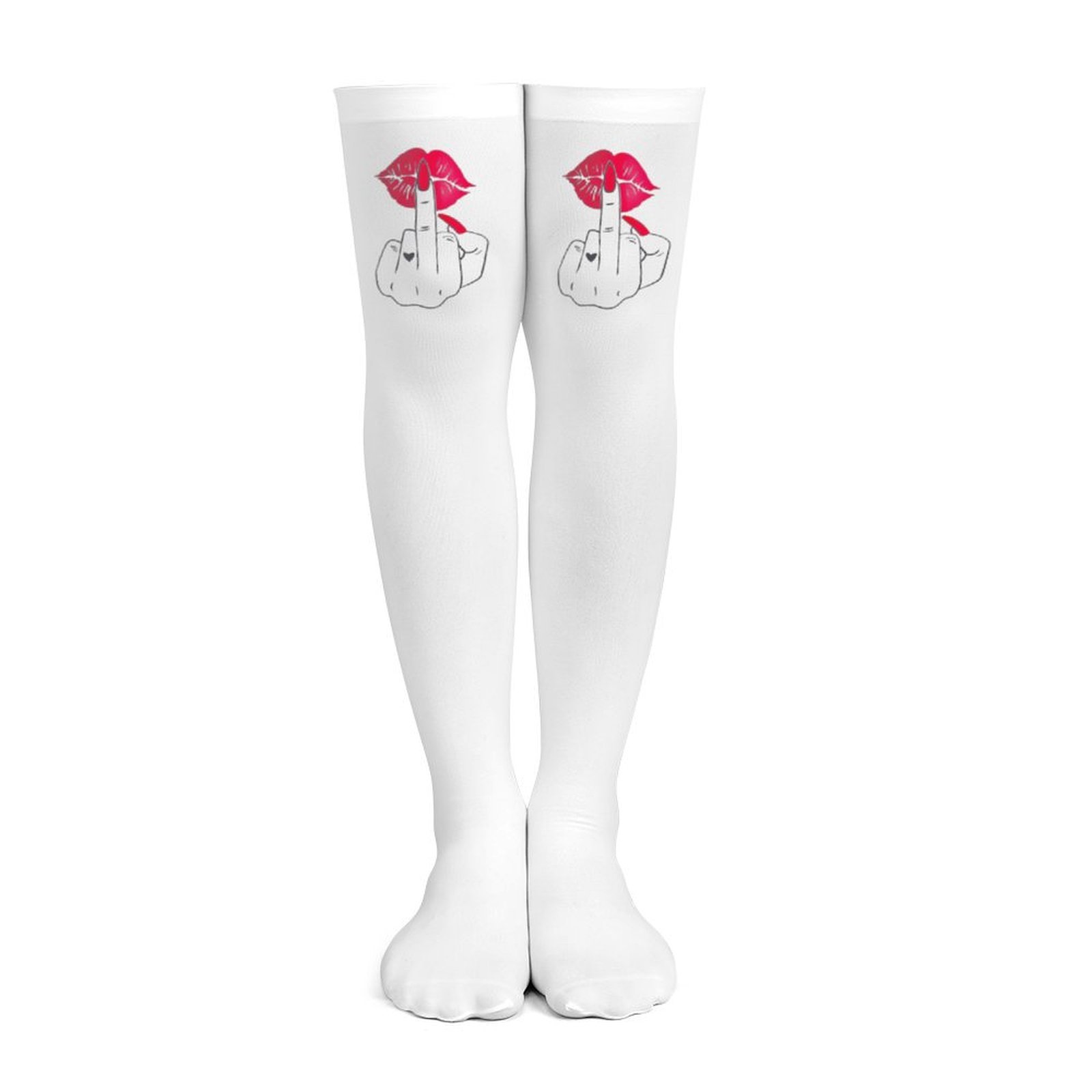 Ladies' white middle finger, r - Knee High Sock Women ulasan dan harga