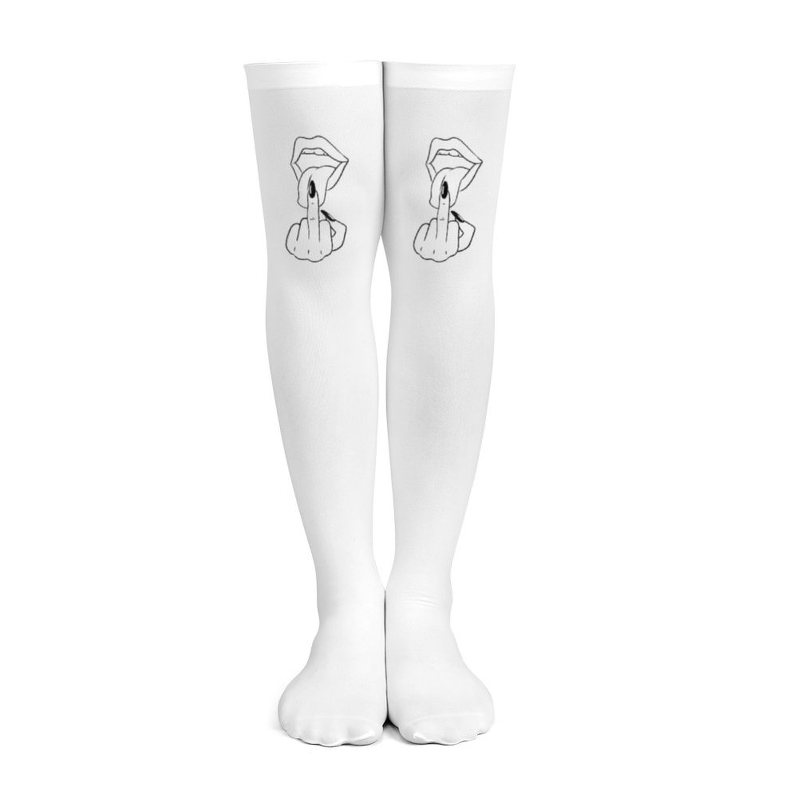 Ladies' white middle finger, r - Knee High Sock Women ulasan dan harga