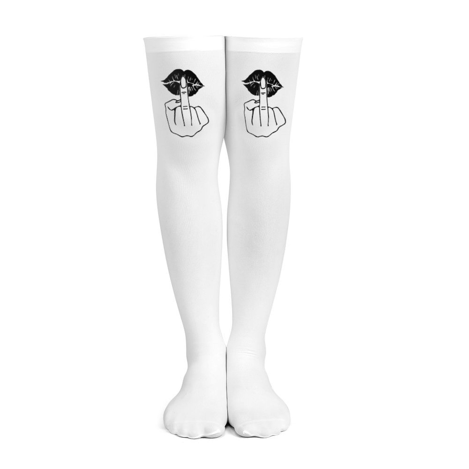 Ladies' white middle finger, r - Knee High Sock Women ulasan dan harga
