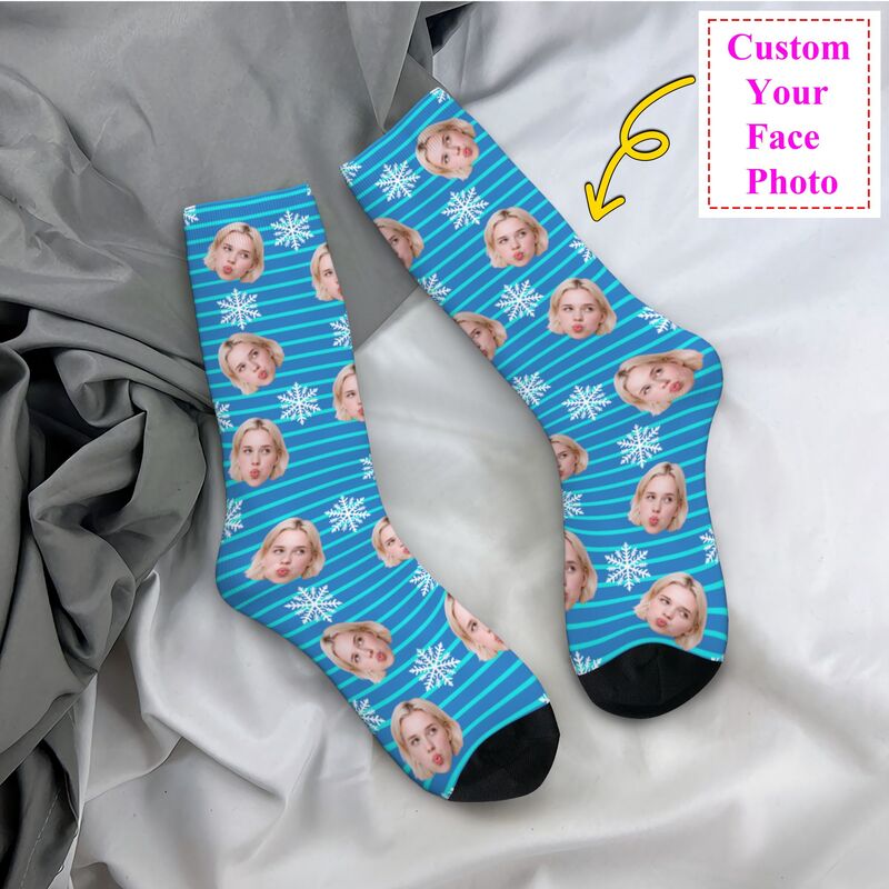 Christmas Face Photo Personali - Dress Sock Men ulasan dan harga