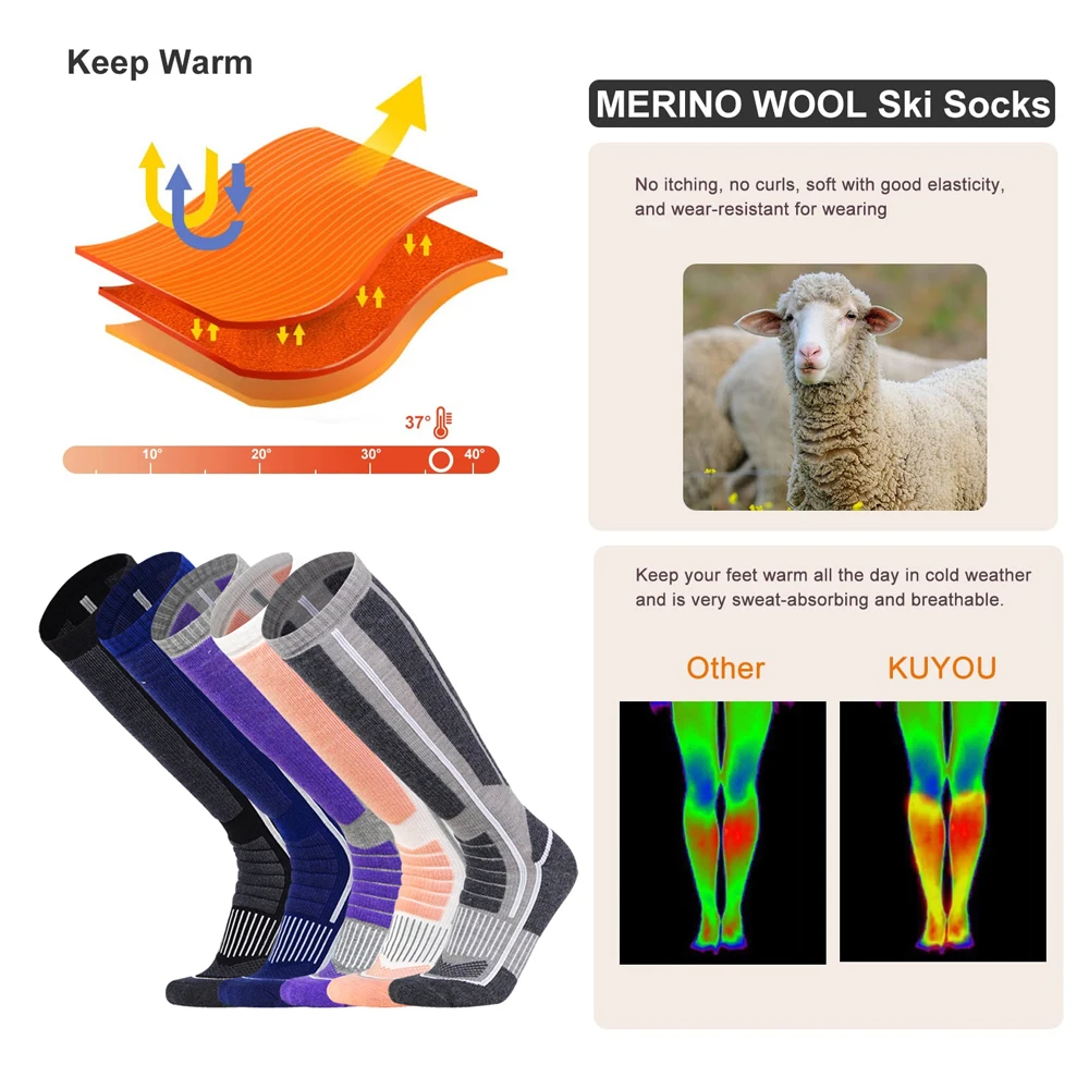 1 Pair Merino Wool Thermal Soc - Wool Hiking Sock ulasan dan harga