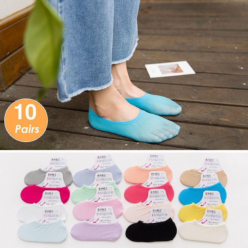 5 Pairs 10PCS Women Socks Nons - Invisibility Sock Loafer ulasan dan harga