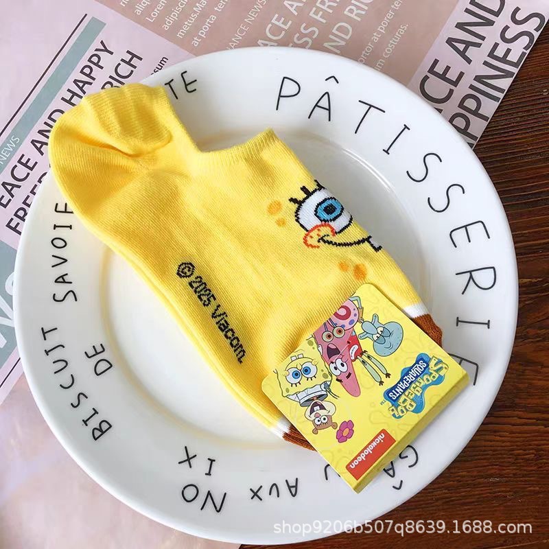 4PCS Hot Cute SpongeBob Square - Invisibility Sock Loafer ulasan dan harga