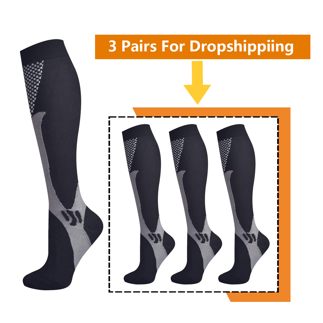 Brothock 3 Pairs For Dropshipp - Compression Sock Medical ulasan dan harga