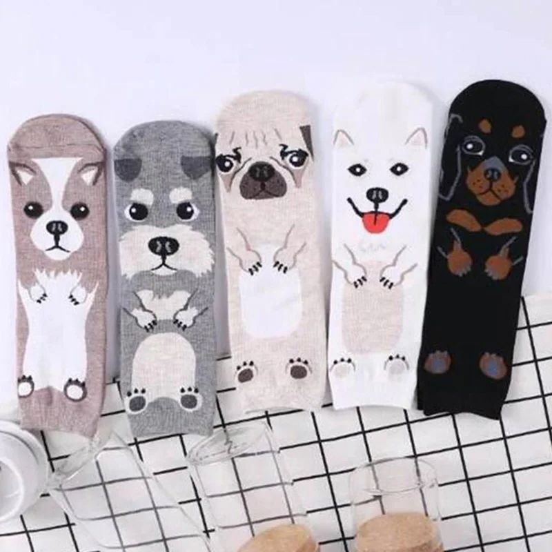 5 Pairs/pack Funny Cartoon Dog - Cotton Crew Sock Pack ulasan dan harga