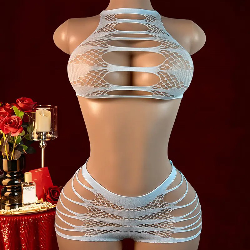 Sexy Lingerie +Panties Hollow  - Fishnet Stocking Women ulasan dan harga