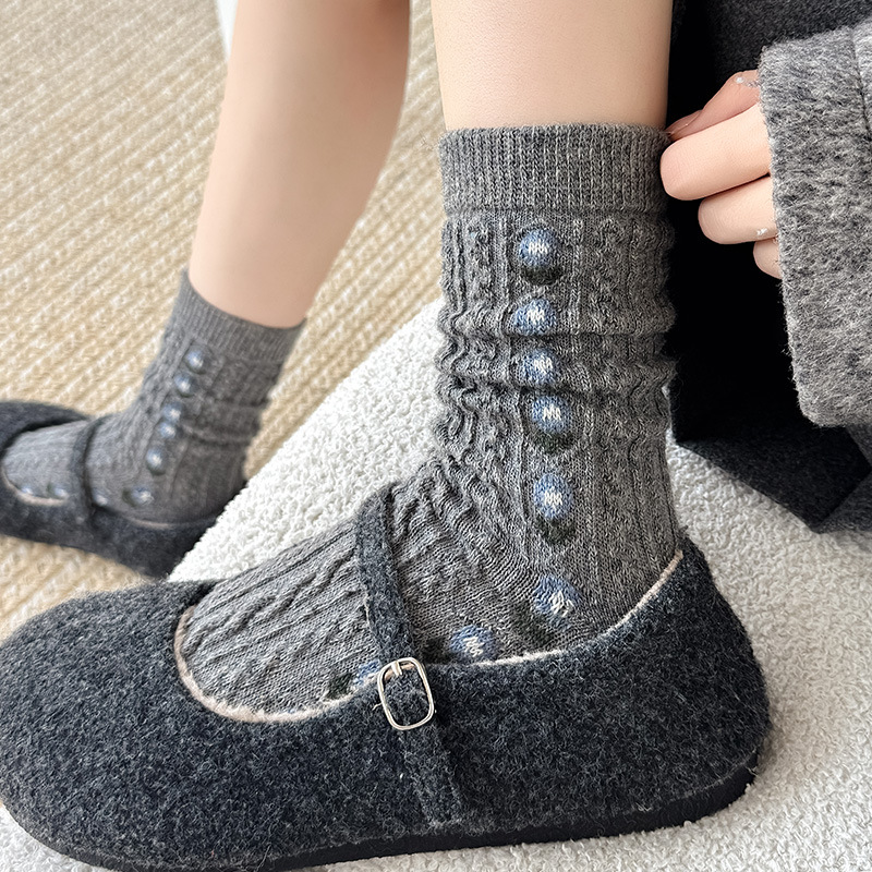 Korean Sweet Floral Wool Mid-C - Boot Sock Slouchy ulasan dan harga