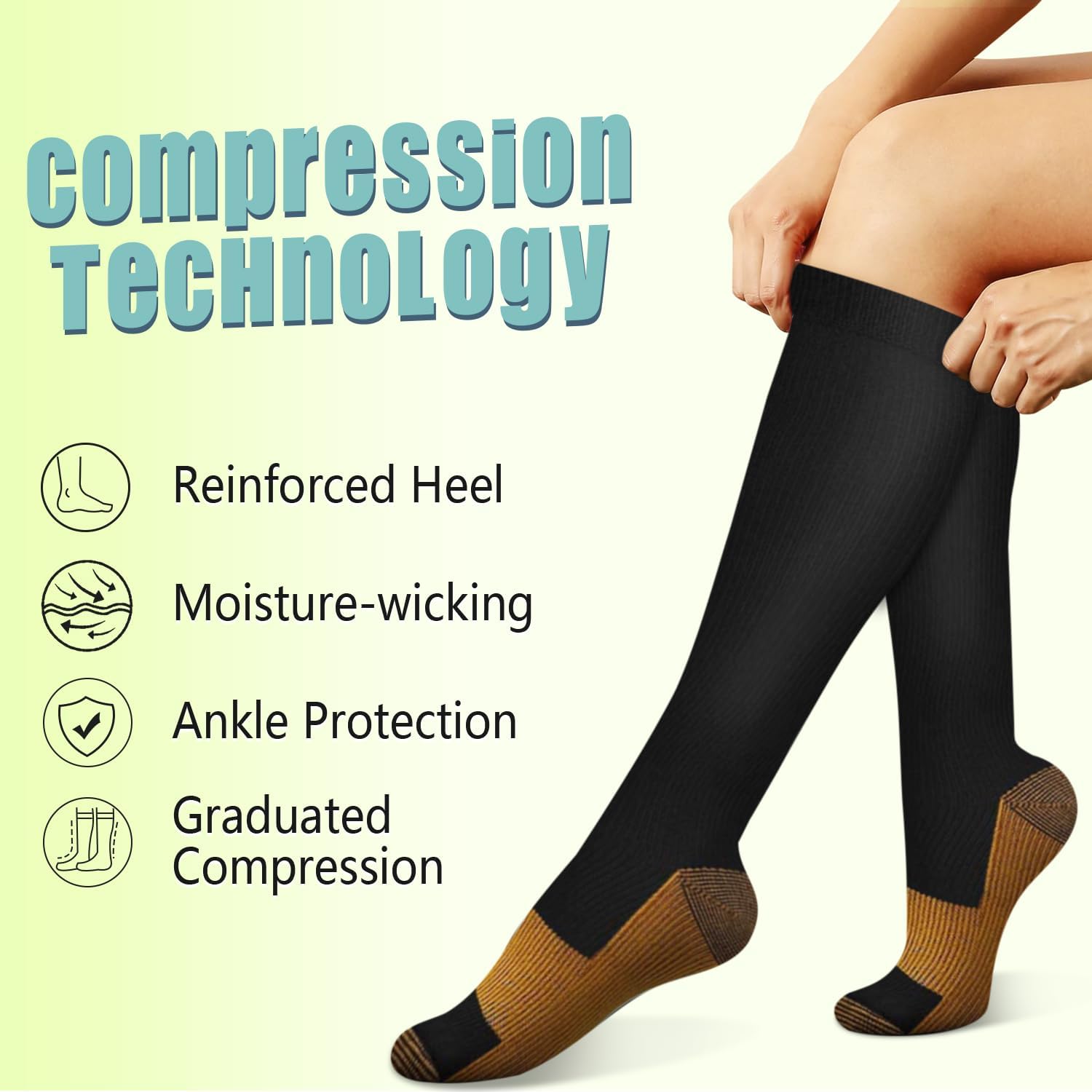 6 Pairs Solid Color Copper Com - Compression Sock Medical ulasan dan harga