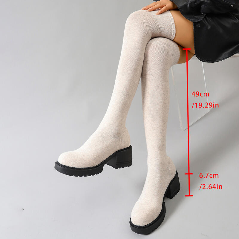 Chunky Platform Over The Knee  - Knee High Sock Women ulasan dan harga