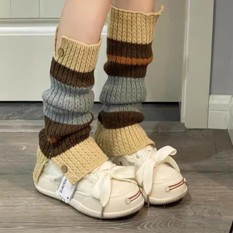 New ​Y2K Knitted Leg Warmers V - Boot Sock Slouchy ulasan dan harga
