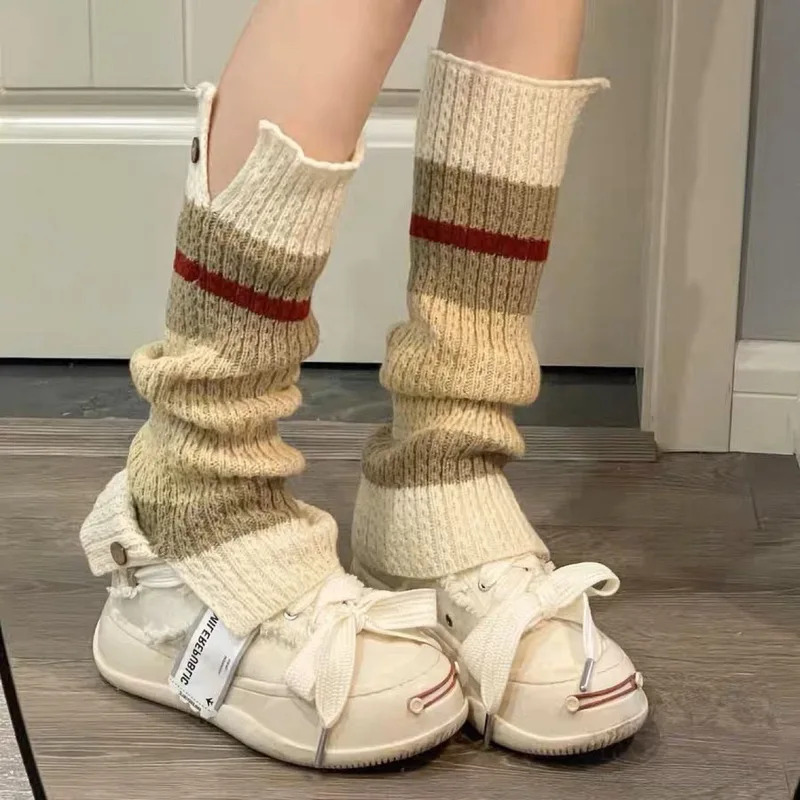 New ​Y2K Knitted Leg Warmers V - Boot Sock Slouchy ulasan dan harga