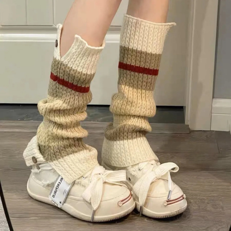 New ​Y2K Knitted Leg Warmers V - Boot Sock Slouchy ulasan dan harga