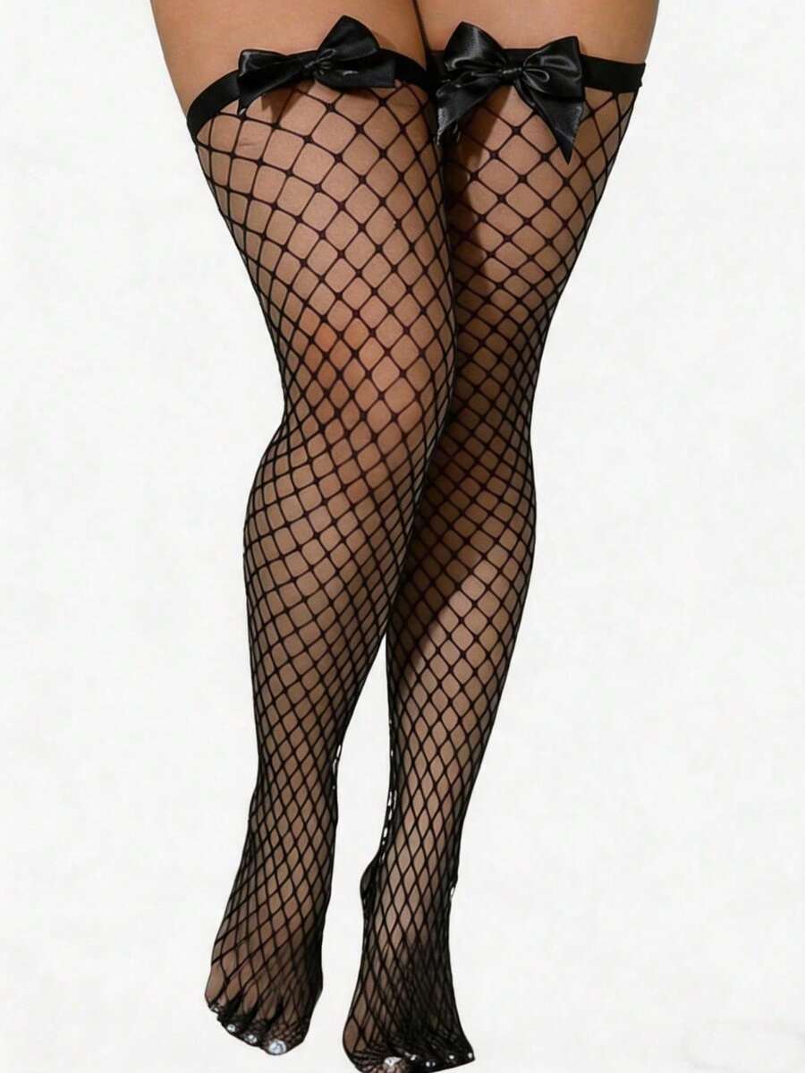 Bow Decor Fishnet Thigh High S - Fishnet Stocking Women ulasan dan harga