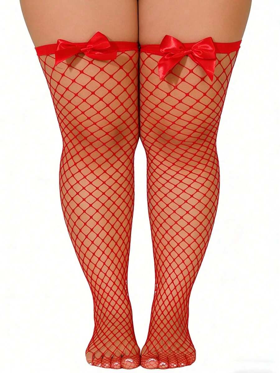Bow Decor Fishnet Thigh High S - Fishnet Stocking Women ulasan dan harga