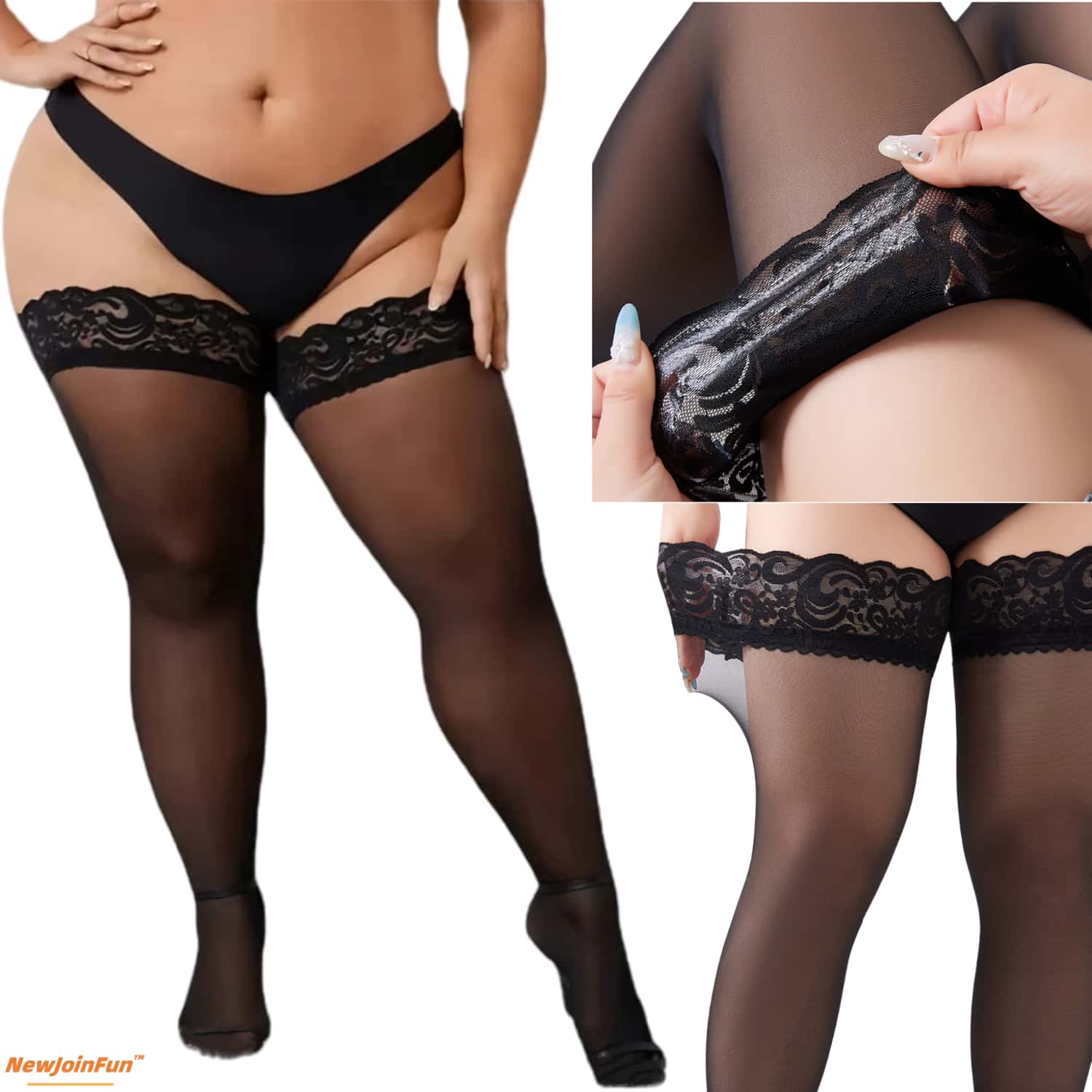 5pairs Plus Size Lace Top Thig - Thigh High Sock Stay Up ulasan dan harga
